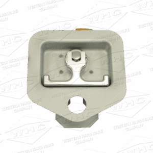 Close-up of a white plastic mounting bracket with metal clips.