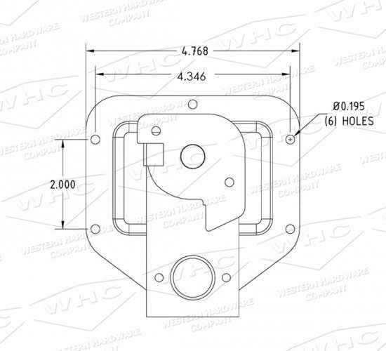 Technical drawing showing dimensions and hole sizes of a mechanical part.