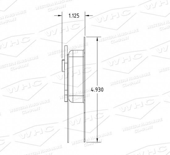 Technical drawing showing side view dimensions of a mechanical part.