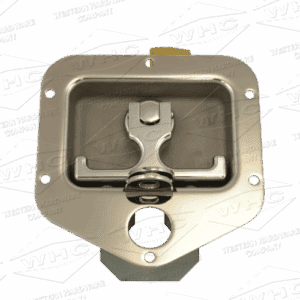 3 point pad lockable stainless steel T-handle latch Part WHCSSLPA3-PL polished front view with padlock hook